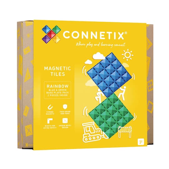 Connetix® Blue & Green Magnetic Tiles Rainbow Base Plates, 2ct.